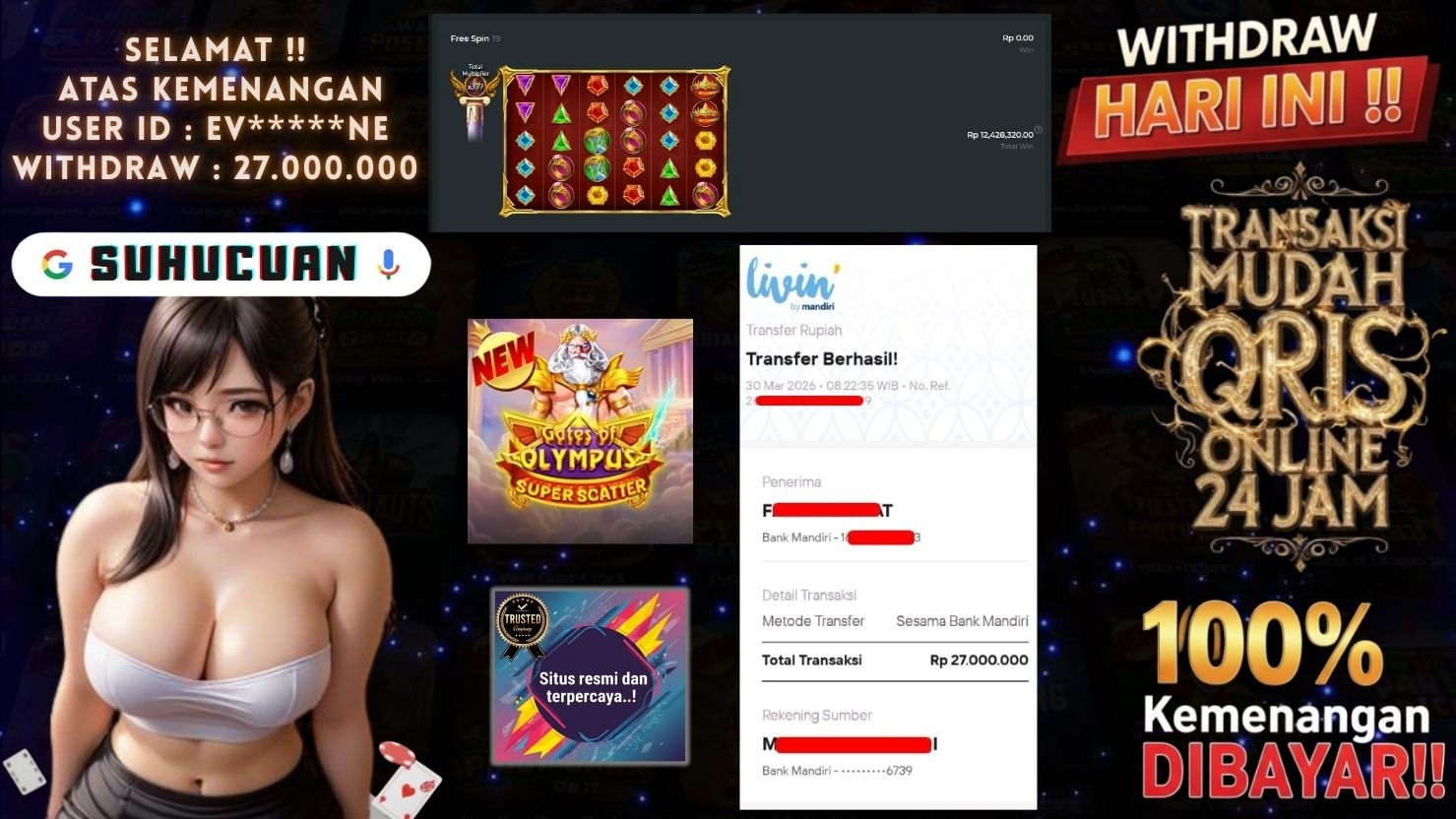 SUHUCUAN JACKPOT SLOT GATES OF OLYMPUS SUPER SCATTER